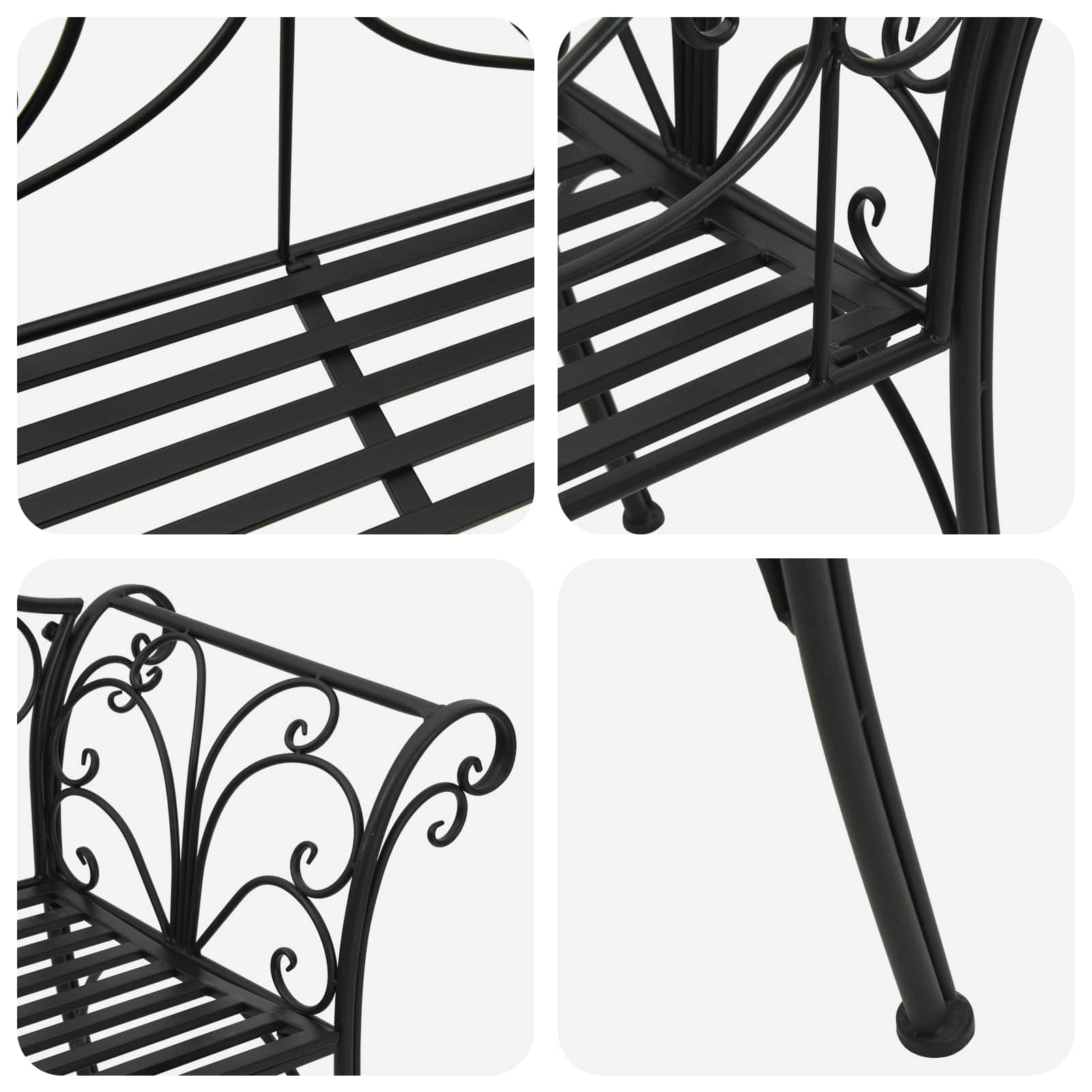 vidaXL Garden Bench 2-Seater 130 x 47 x 90 cm Steel Black
