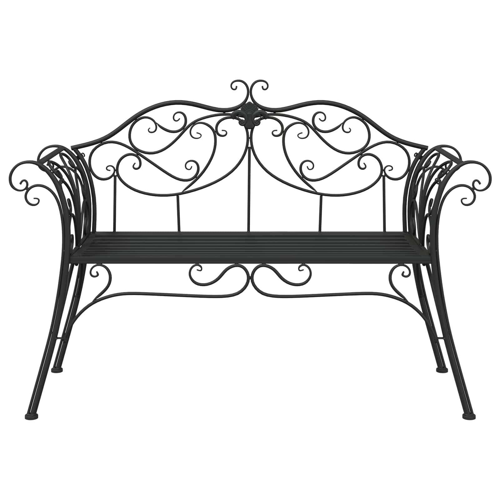 vidaXL Garden Bench 2-Seater 130 x 47 x 90 cm Steel Black