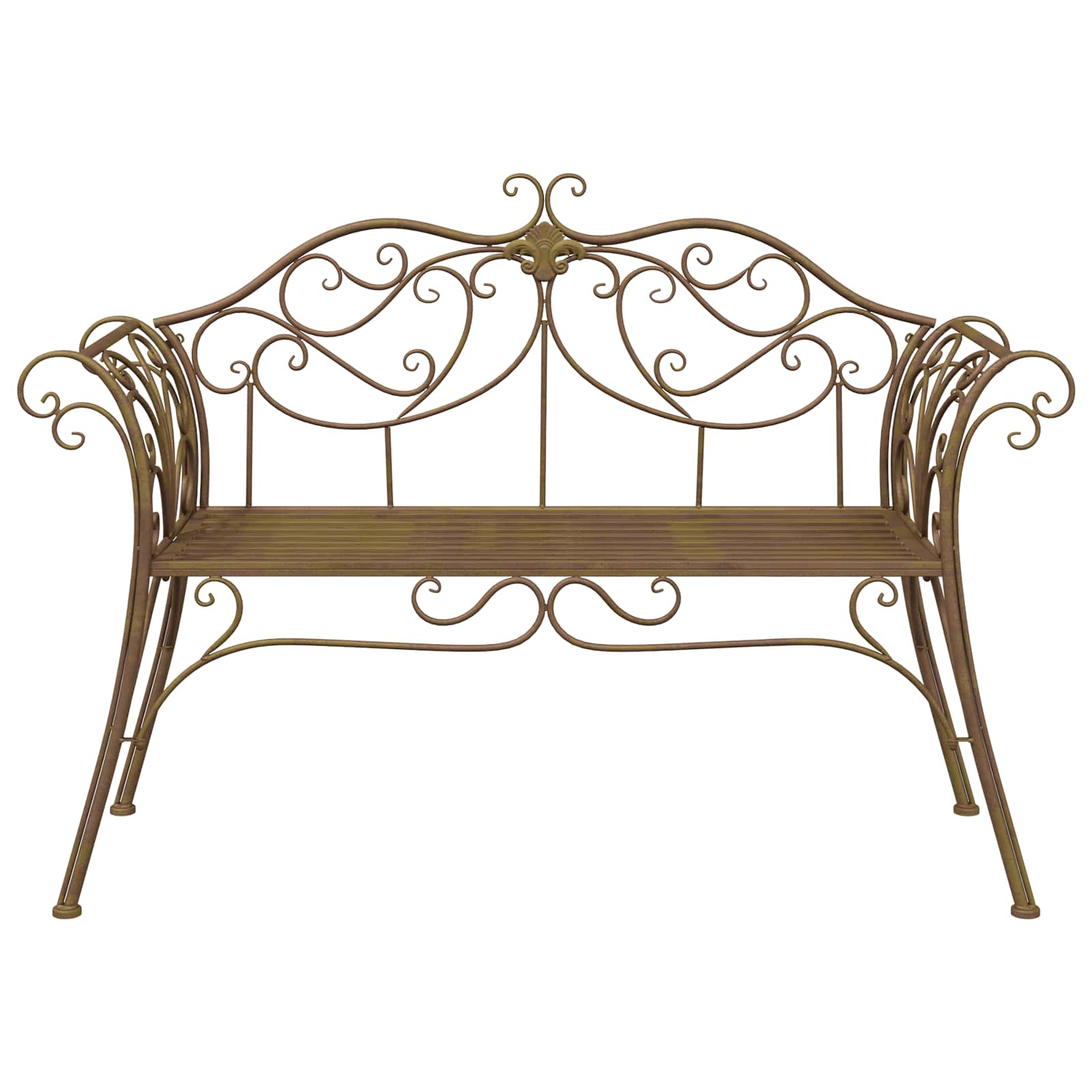 vidaXL Garden Bench 2-Seater 130 x 47 x 90 cm Steel Antique Brown