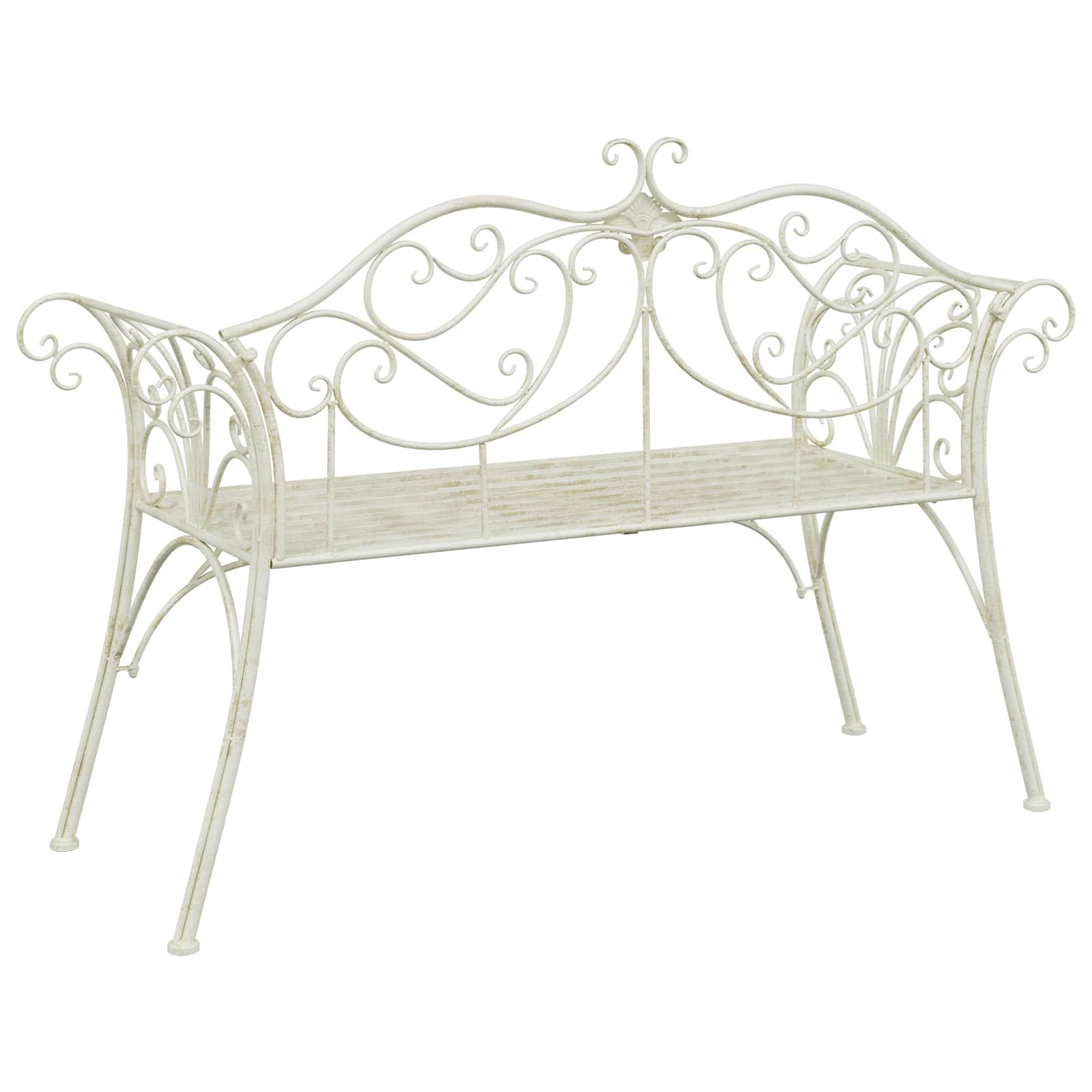 vidaXL Garden Bench 2-Seater 130 x 47 x 90 cm Steel Antique White