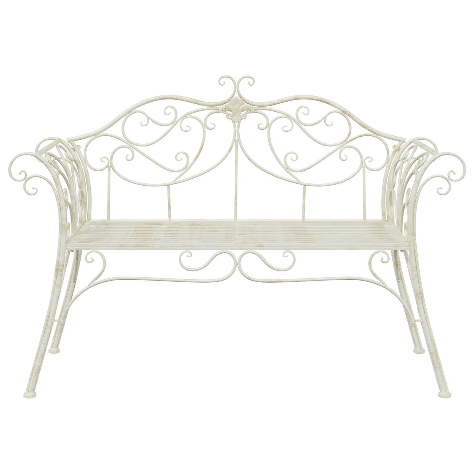 vidaXL Garden Bench 2-Seater 130 x 47 x 90 cm Steel Antique White