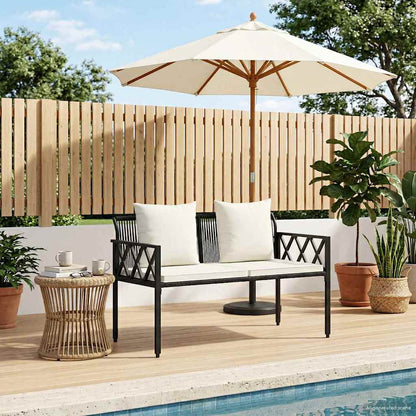 vidaXL Outdoor Benches 2 -Seater 116 x 56 x 75 cm Poly Rattan - Black