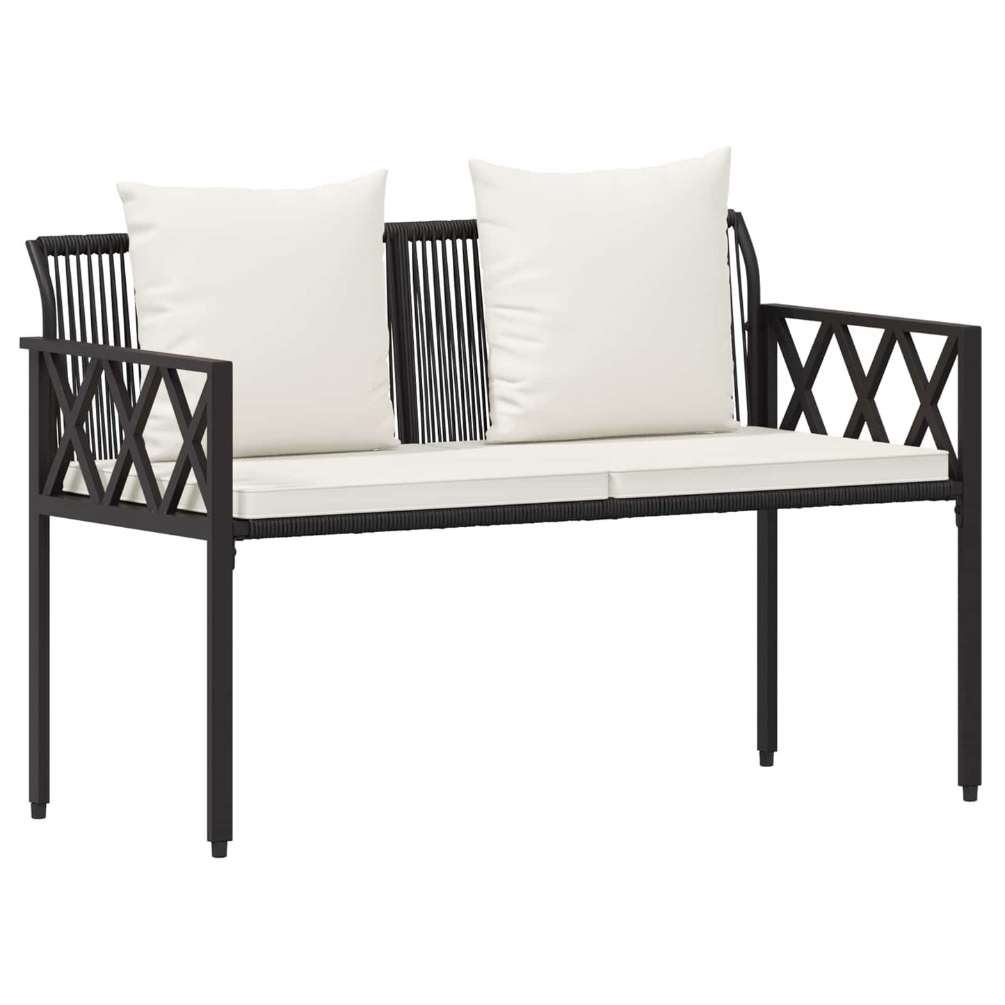 vidaXL Outdoor Benches 2 -Seater 116 x 56 x 75 cm Poly Rattan - Black