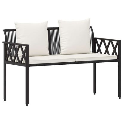 vidaXL Outdoor Benches 2 -Seater 116 x 56 x 75 cm Poly Rattan - Black