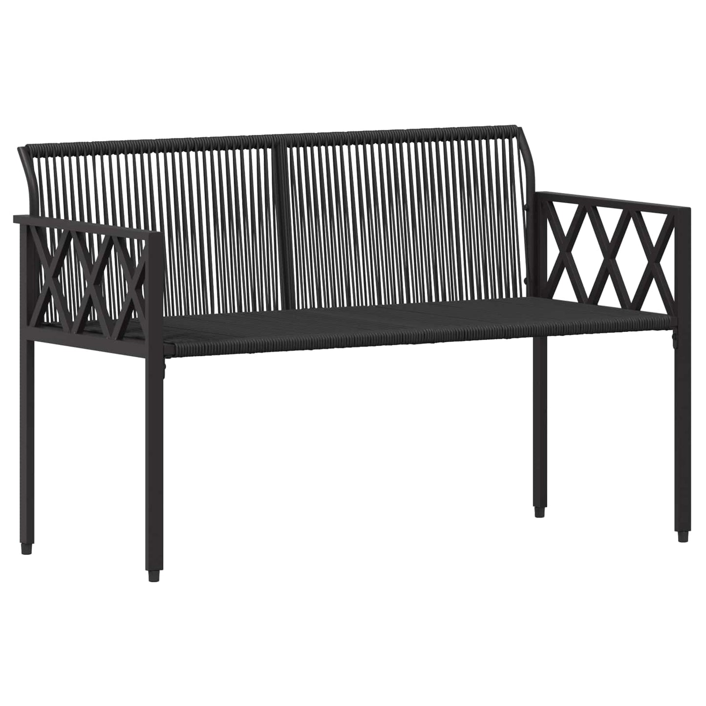 vidaXL Outdoor Benches 2 -Seater 116 x 56 x 75 cm Poly Rattan - Black