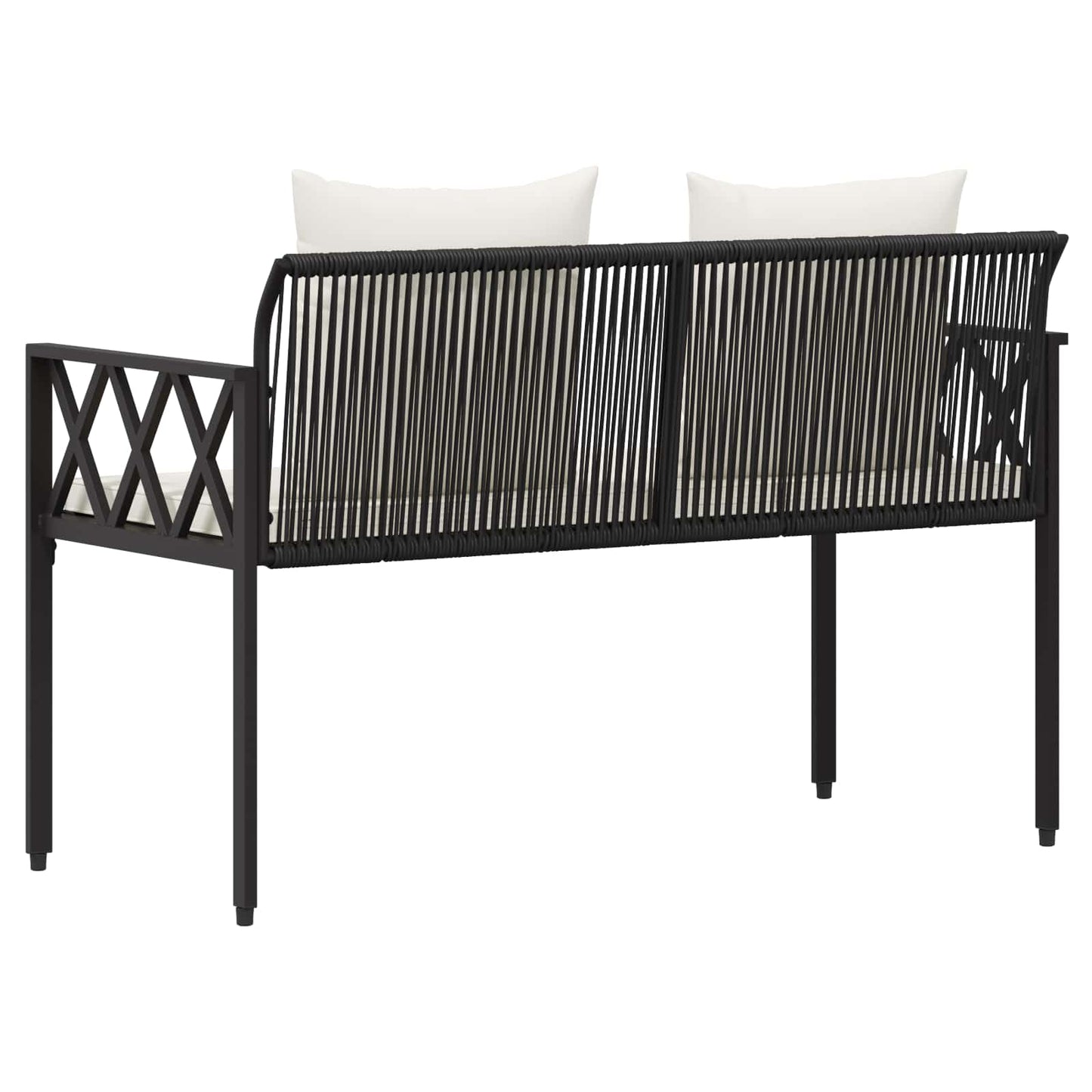 vidaXL Outdoor Benches 2 -Seater 116 x 56 x 75 cm Poly Rattan - Black