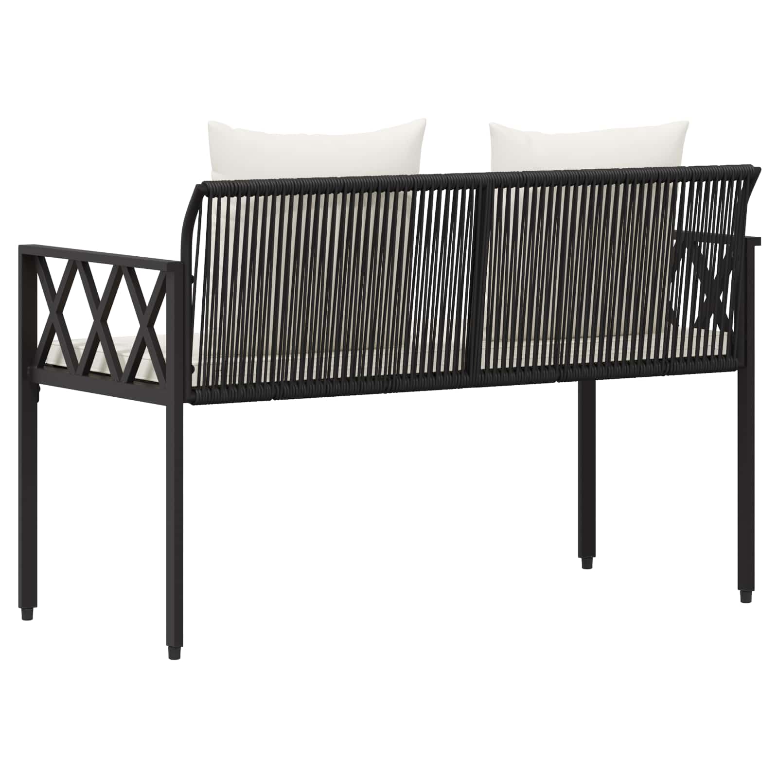 vidaXL Outdoor Benches 2 -Seater 116 x 56 x 75 cm Poly Rattan - Black