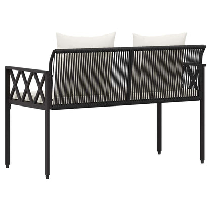 vidaXL Outdoor Benches 2 -Seater 116 x 56 x 75 cm Poly Rattan - Black