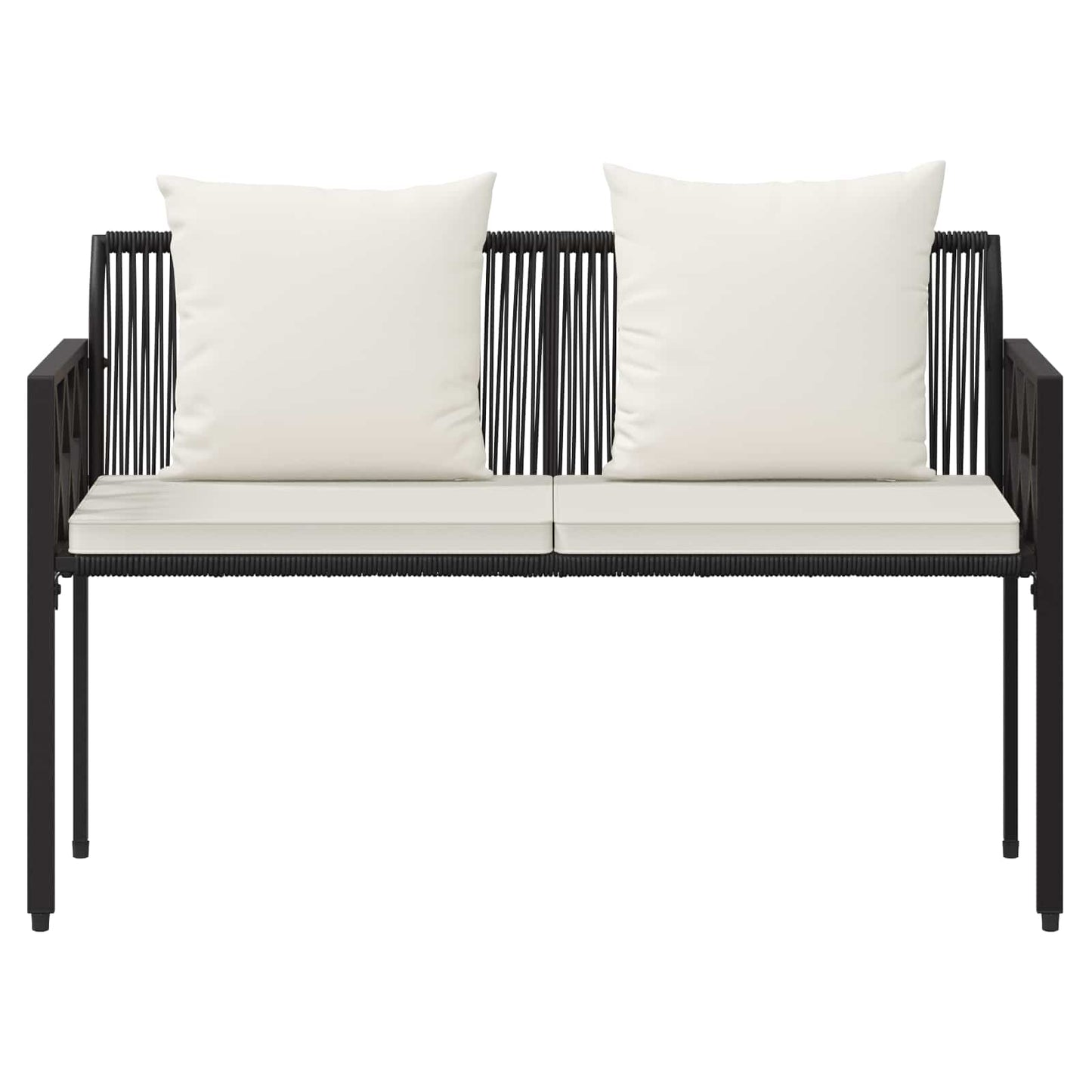 vidaXL Outdoor Benches 2 -Seater 116 x 56 x 75 cm Poly Rattan - Black