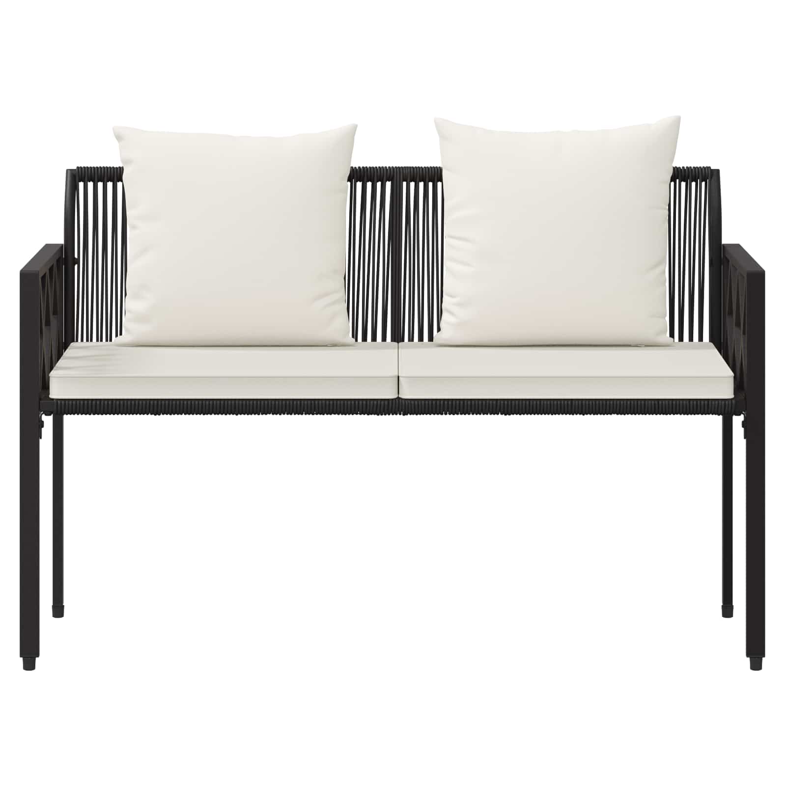 vidaXL Outdoor Benches 2 -Seater 116 x 56 x 75 cm Poly Rattan - Black