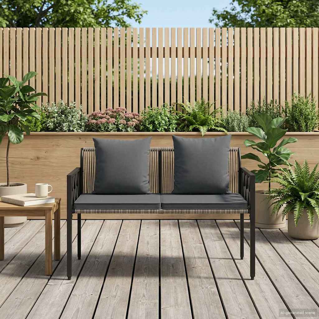 vidaXL Outdoor Benches 2 -Seater 116 x 56 x 75 cm Poly Rattan - Grey