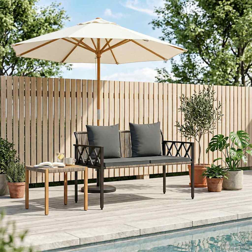 vidaXL Outdoor Benches 2 -Seater 116 x 56 x 75 cm Poly Rattan - Grey