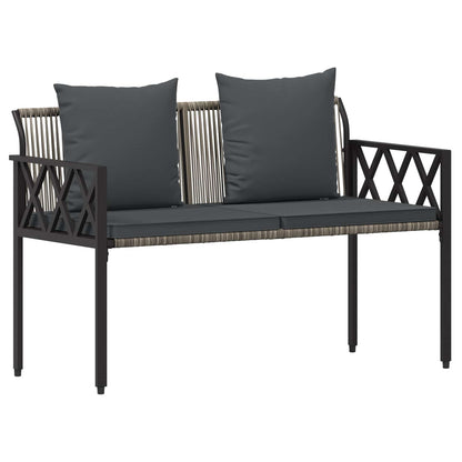 vidaXL Outdoor Benches 2 -Seater 116 x 56 x 75 cm Poly Rattan - Grey