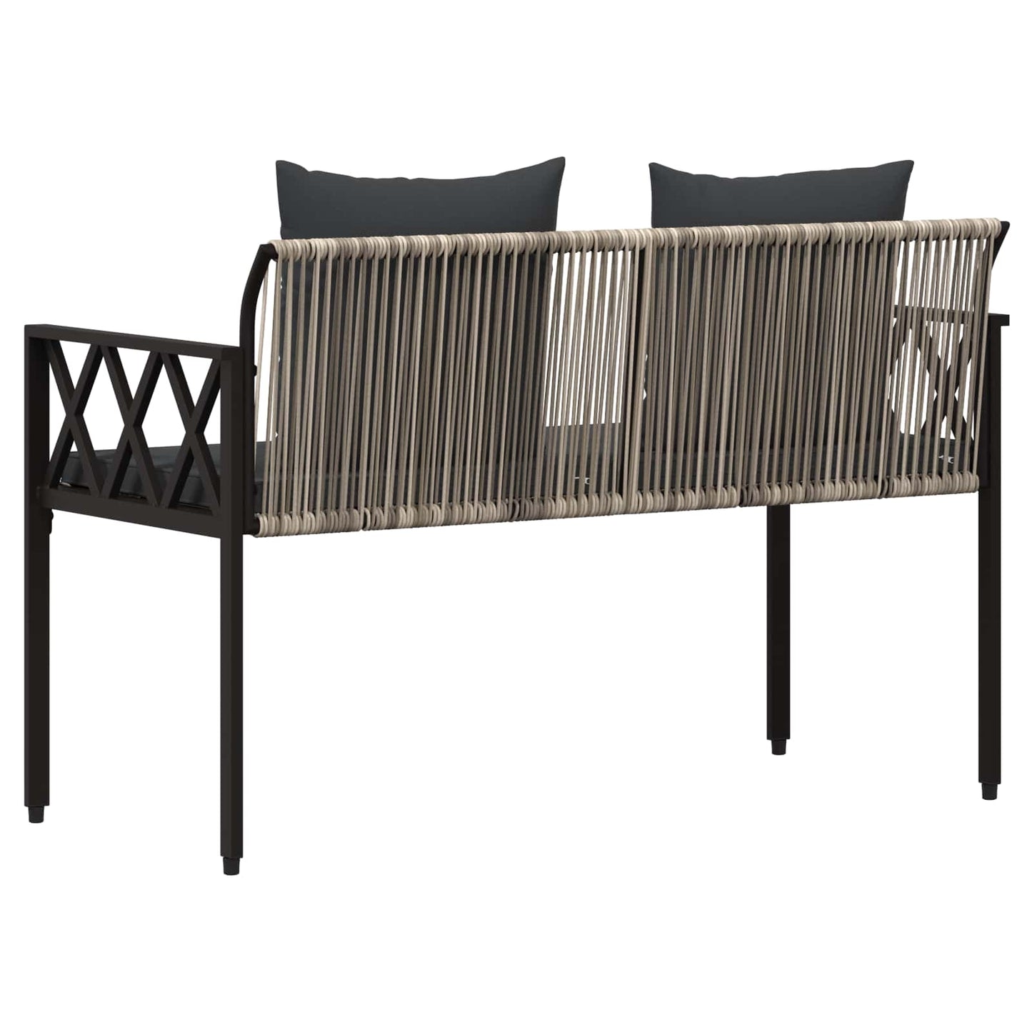 vidaXL Outdoor Benches 2 -Seater 116 x 56 x 75 cm Poly Rattan - Grey