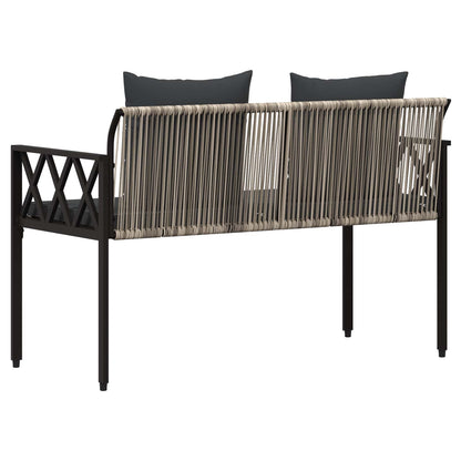 vidaXL Outdoor Benches 2 -Seater 116 x 56 x 75 cm Poly Rattan - Grey
