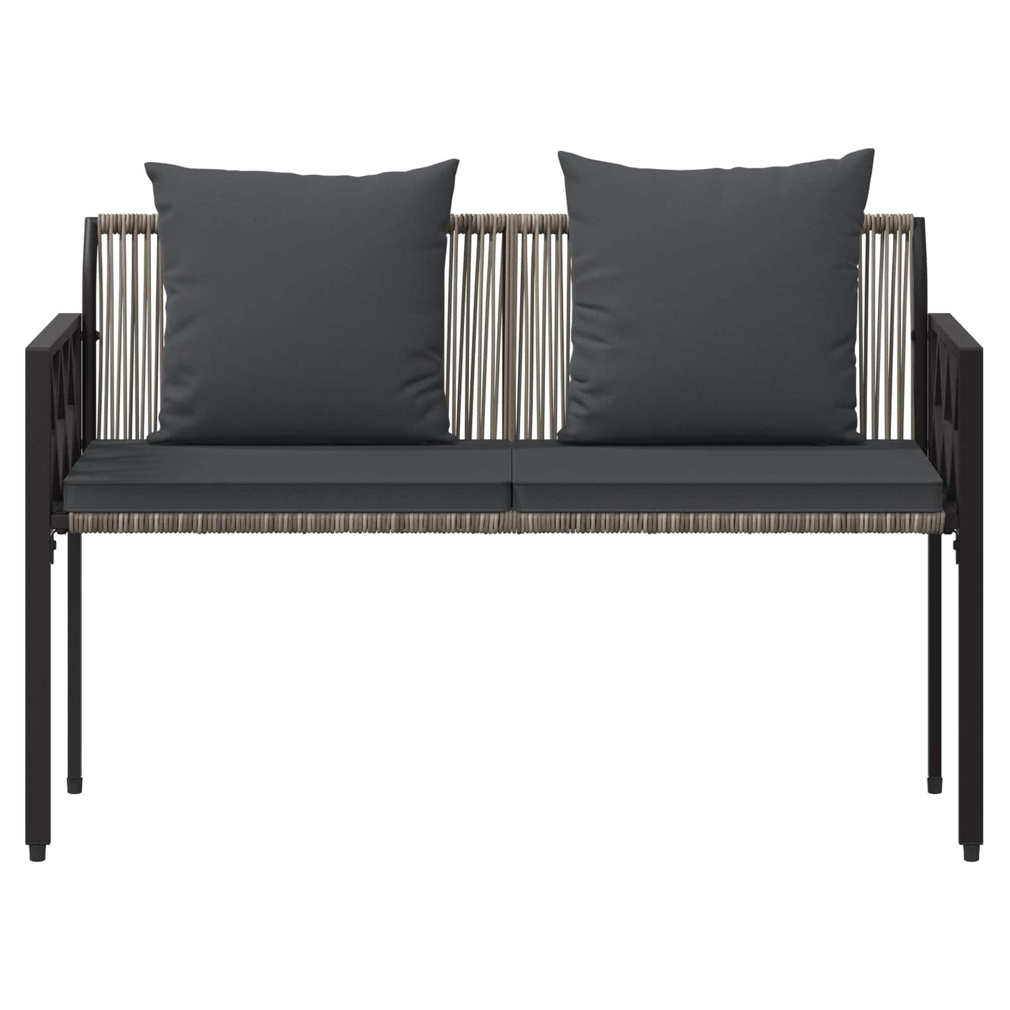 vidaXL Outdoor Benches 2 -Seater 116 x 56 x 75 cm Poly Rattan - Grey