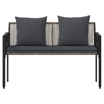 vidaXL Outdoor Benches 2 -Seater 116 x 56 x 75 cm Poly Rattan - Grey