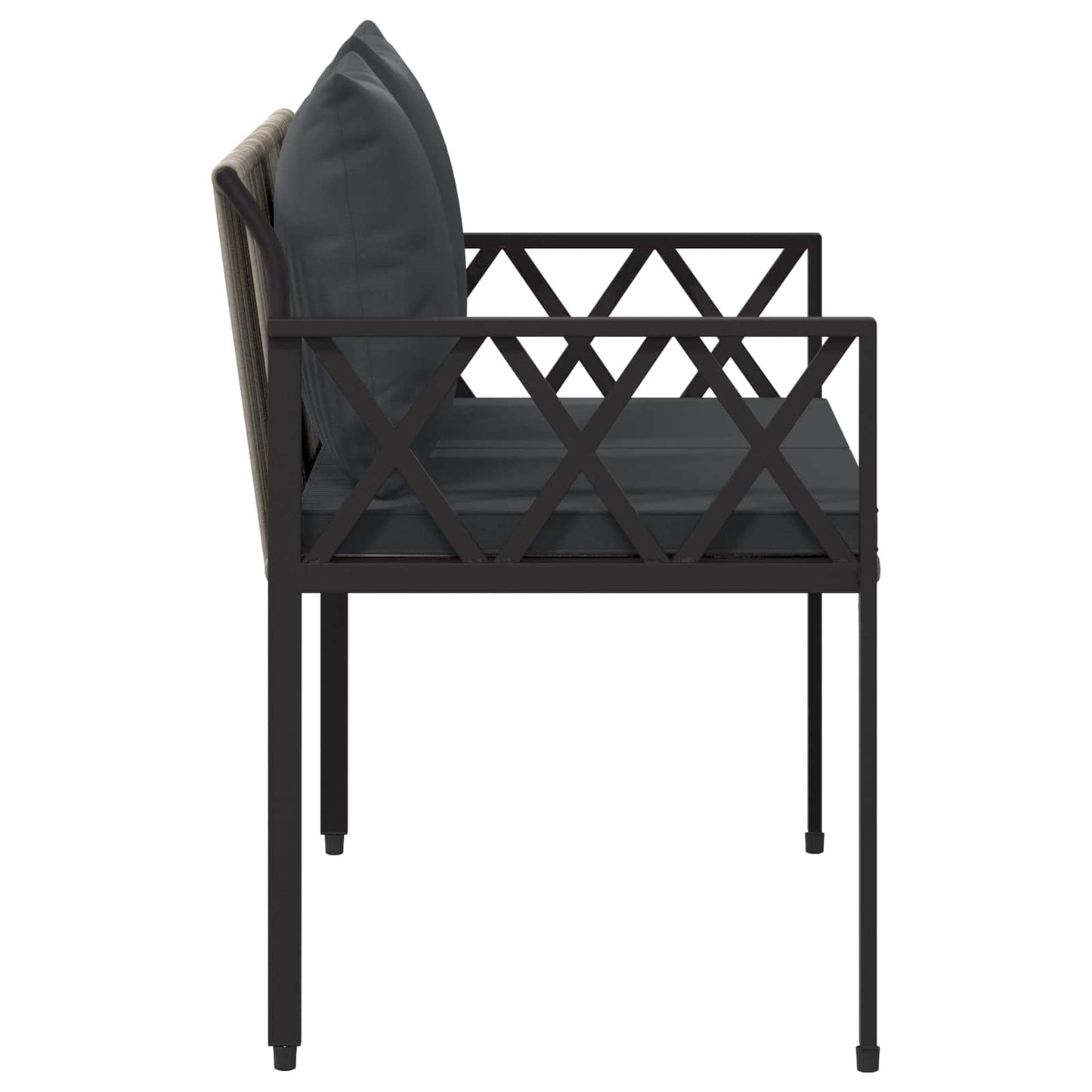 vidaXL Outdoor Benches 2 -Seater 116 x 56 x 75 cm Poly Rattan - Grey