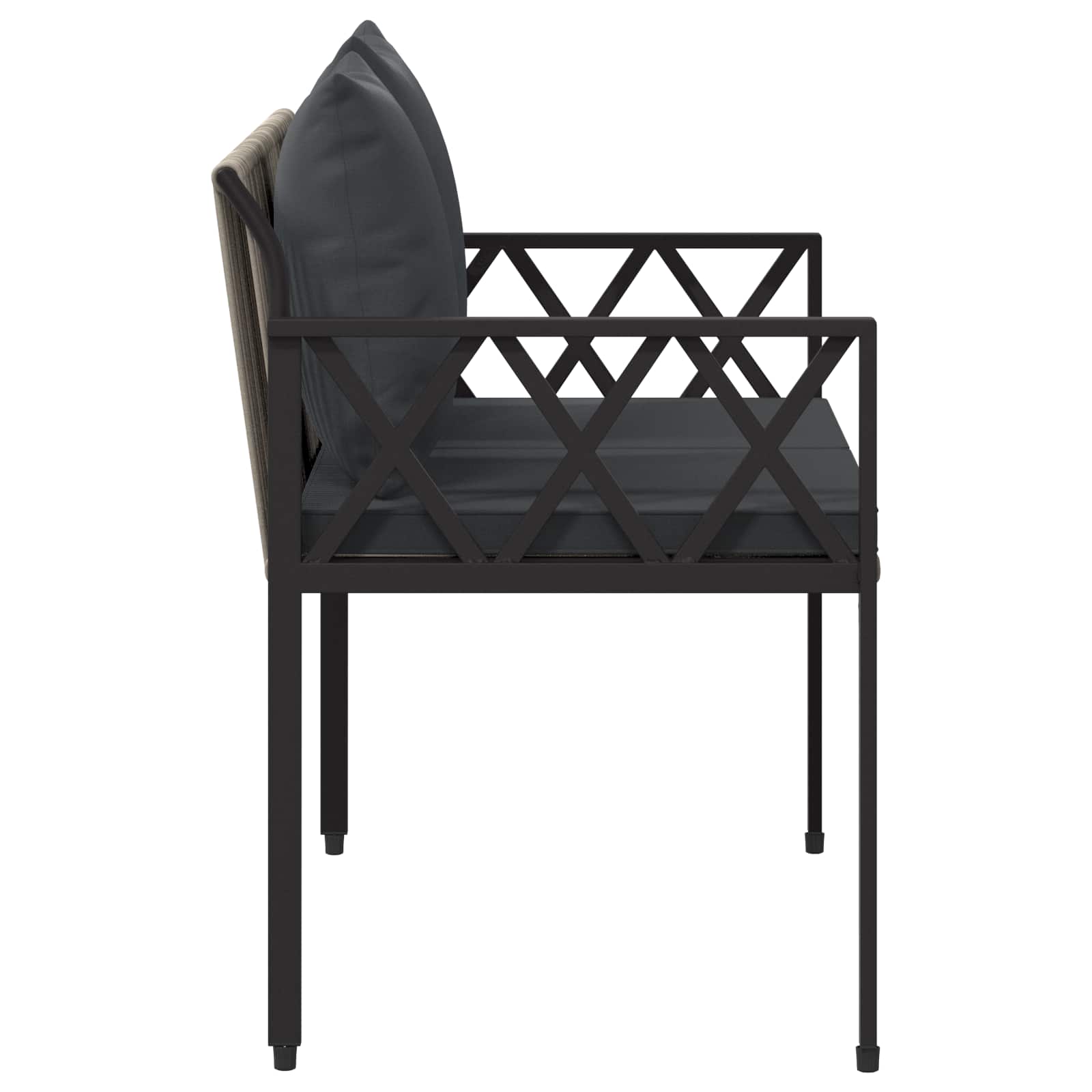 vidaXL Outdoor Benches 2 -Seater 116 x 56 x 75 cm Poly Rattan - Grey