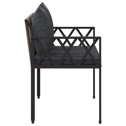 vidaXL Outdoor Benches 2 -Seater 116 x 56 x 75 cm Poly Rattan - Grey
