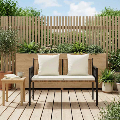 vidaXL Outdoor Benches 2 -Seater 116 x 56 x 75 cm Poly Rattan - Brown