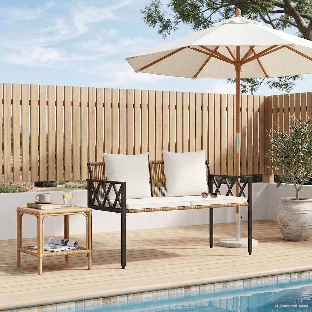 vidaXL Outdoor Benches 2 -Seater 116 x 56 x 75 cm Poly Rattan - Brown