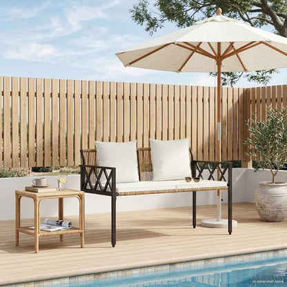 vidaXL Outdoor Benches 2 -Seater 116 x 56 x 75 cm Poly Rattan - Brown