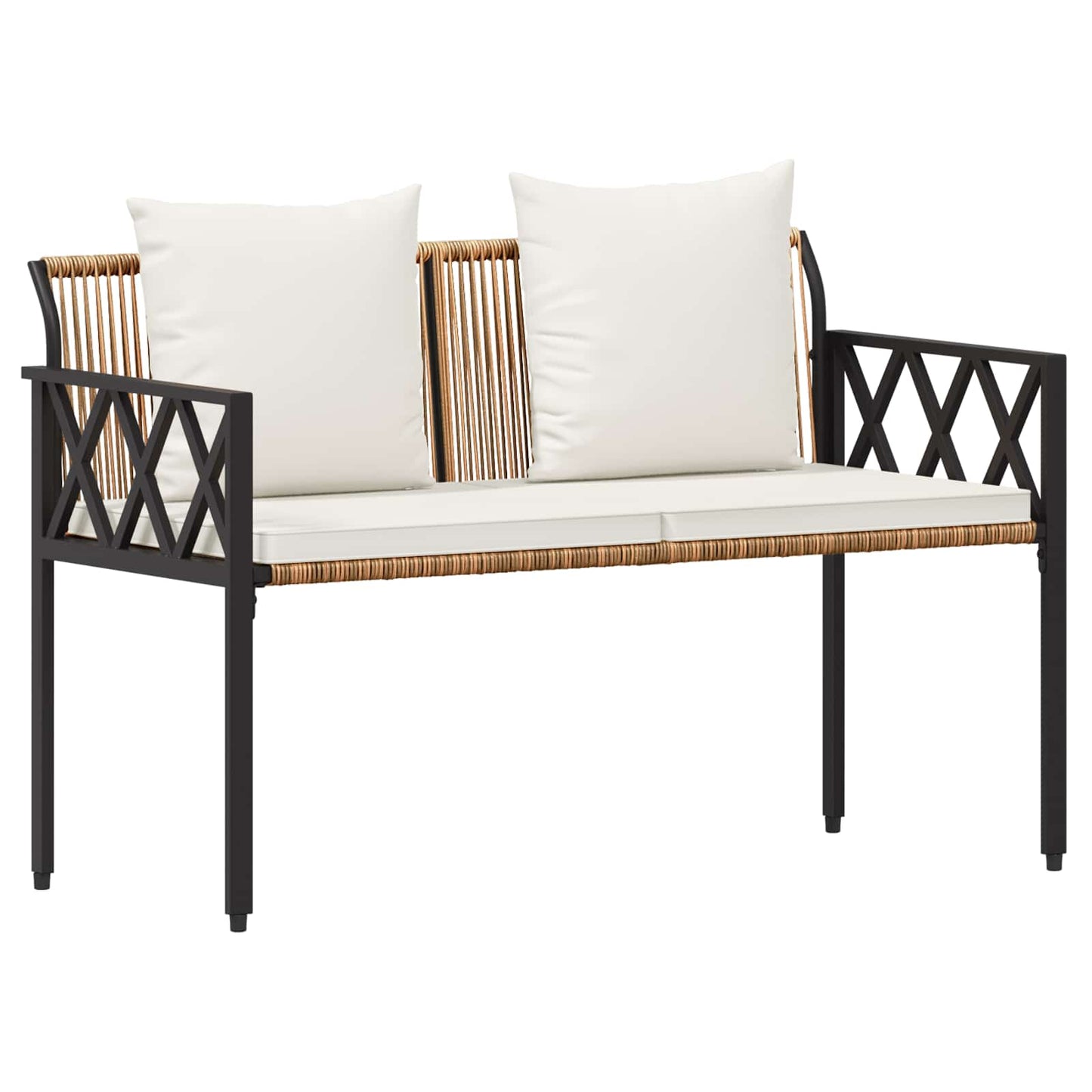 vidaXL Outdoor Benches 2 -Seater 116 x 56 x 75 cm Poly Rattan - Brown
