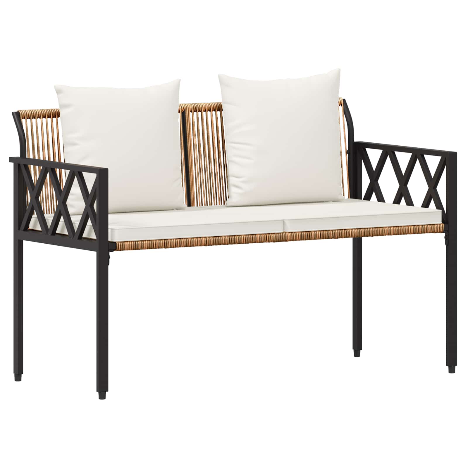 vidaXL Outdoor Benches 2 -Seater 116 x 56 x 75 cm Poly Rattan - Brown