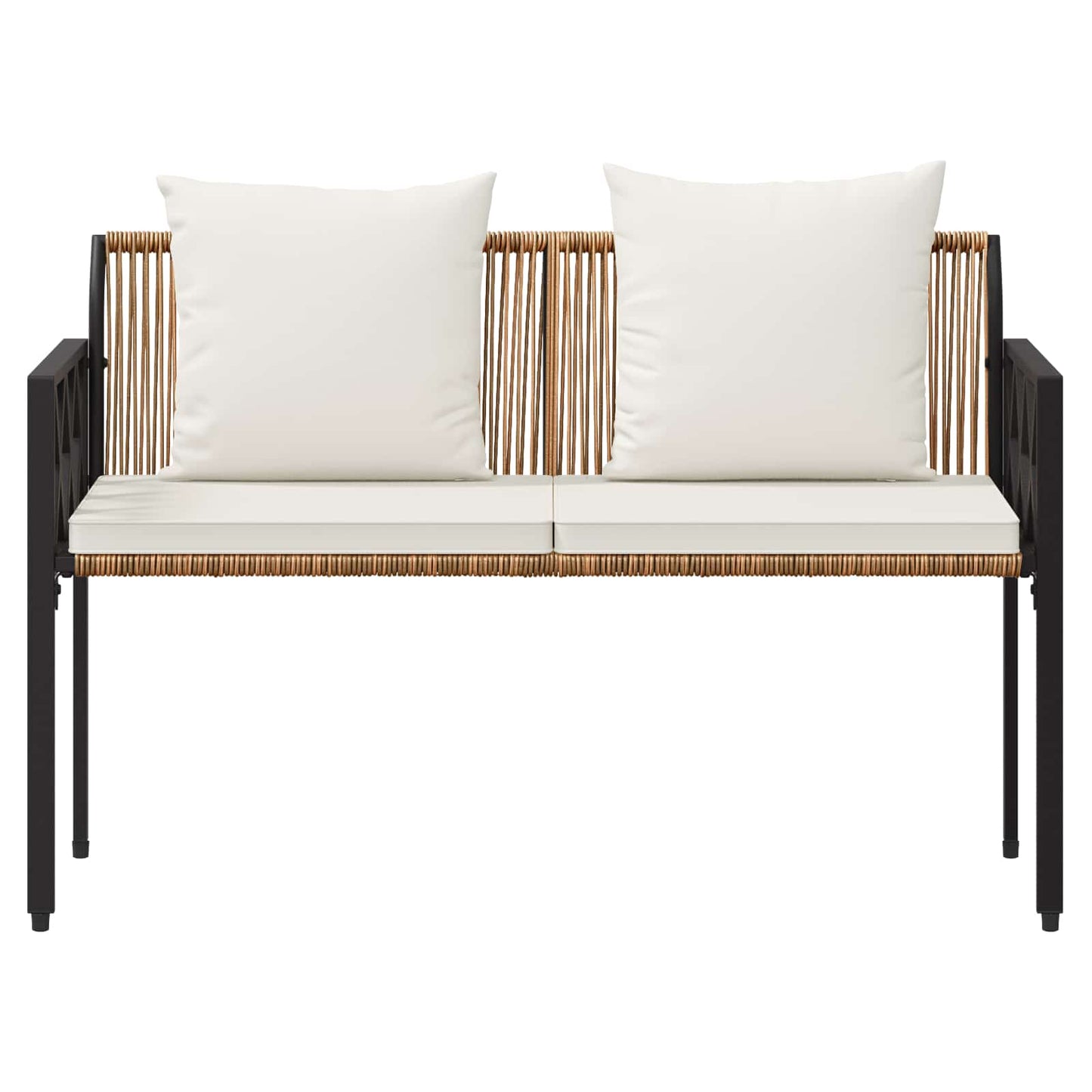 vidaXL Outdoor Benches 2 -Seater 116 x 56 x 75 cm Poly Rattan - Brown