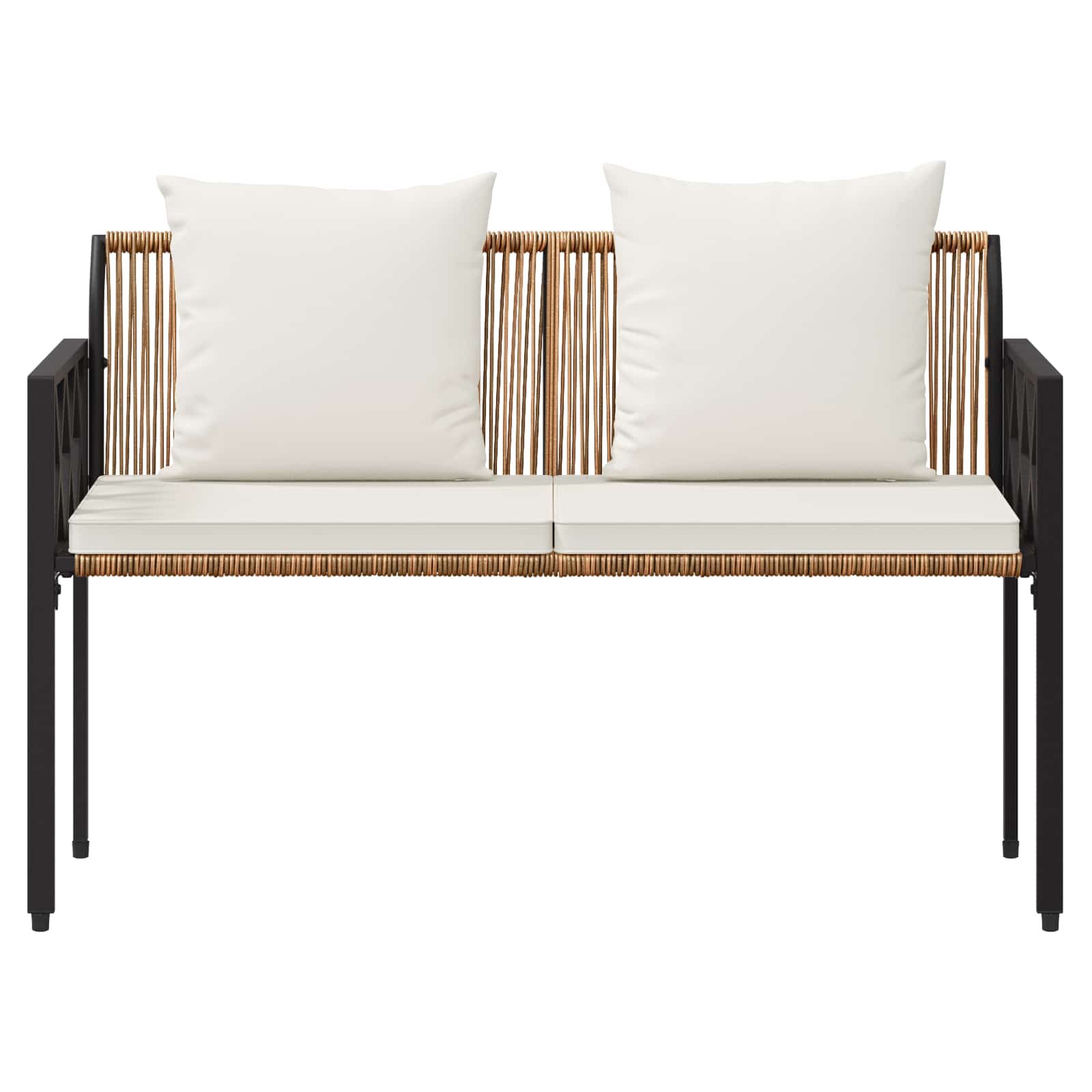 vidaXL Outdoor Benches 2 -Seater 116 x 56 x 75 cm Poly Rattan - Brown