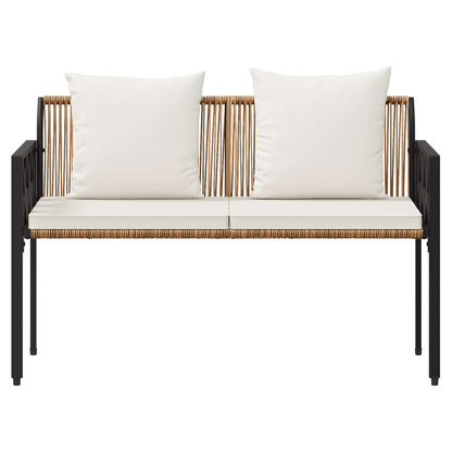 vidaXL Outdoor Benches 2 -Seater 116 x 56 x 75 cm Poly Rattan - Brown