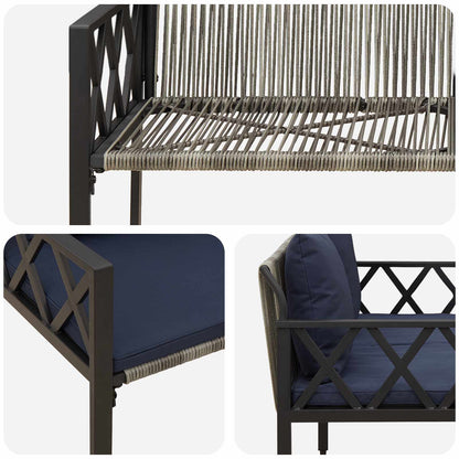 vidaXL Outdoor Benches 2 -Seater 116 x 56 x 75 cm Poly Rattan - Grey - 30876