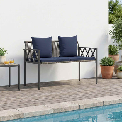 vidaXL Outdoor Benches 2 -Seater 116 x 56 x 75 cm Poly Rattan - Grey - 30876