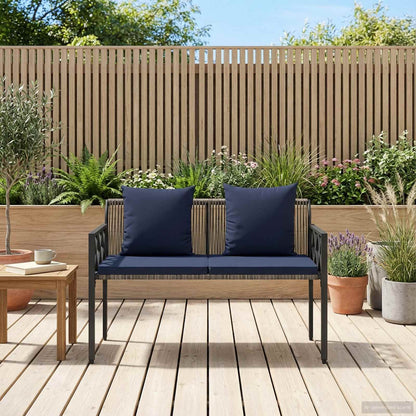 vidaXL Outdoor Benches 2 -Seater 116 x 56 x 75 cm Poly Rattan - Grey - 30876