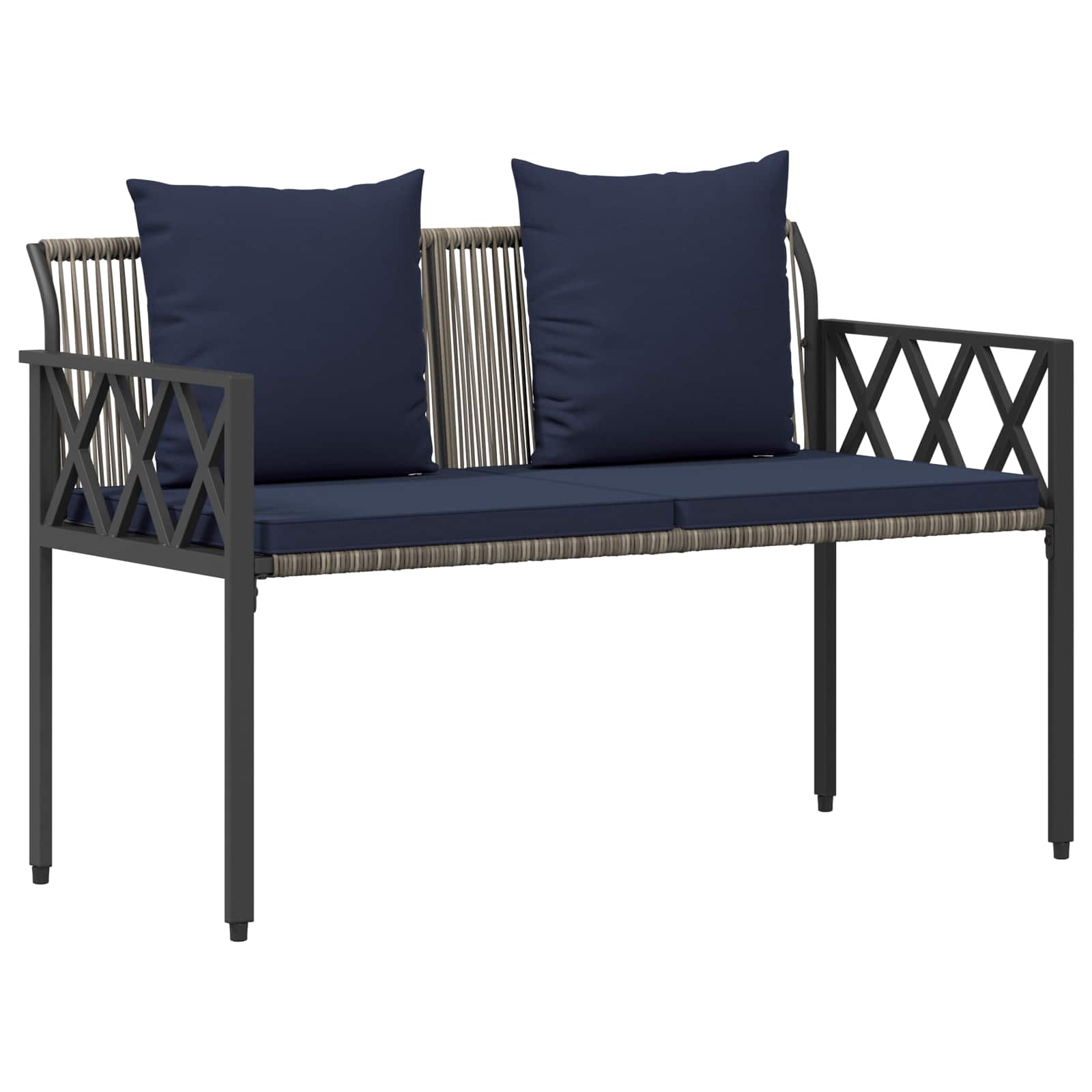 vidaXL Outdoor Benches 2 -Seater 116 x 56 x 75 cm Poly Rattan - Grey - 30876