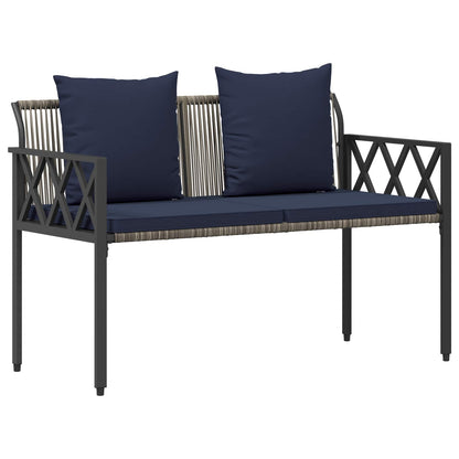 vidaXL Outdoor Benches 2 -Seater 116 x 56 x 75 cm Poly Rattan - Grey - 30876