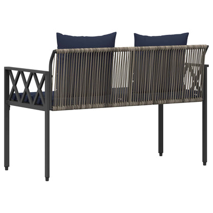vidaXL Outdoor Benches 2 -Seater 116 x 56 x 75 cm Poly Rattan - Grey - 30876