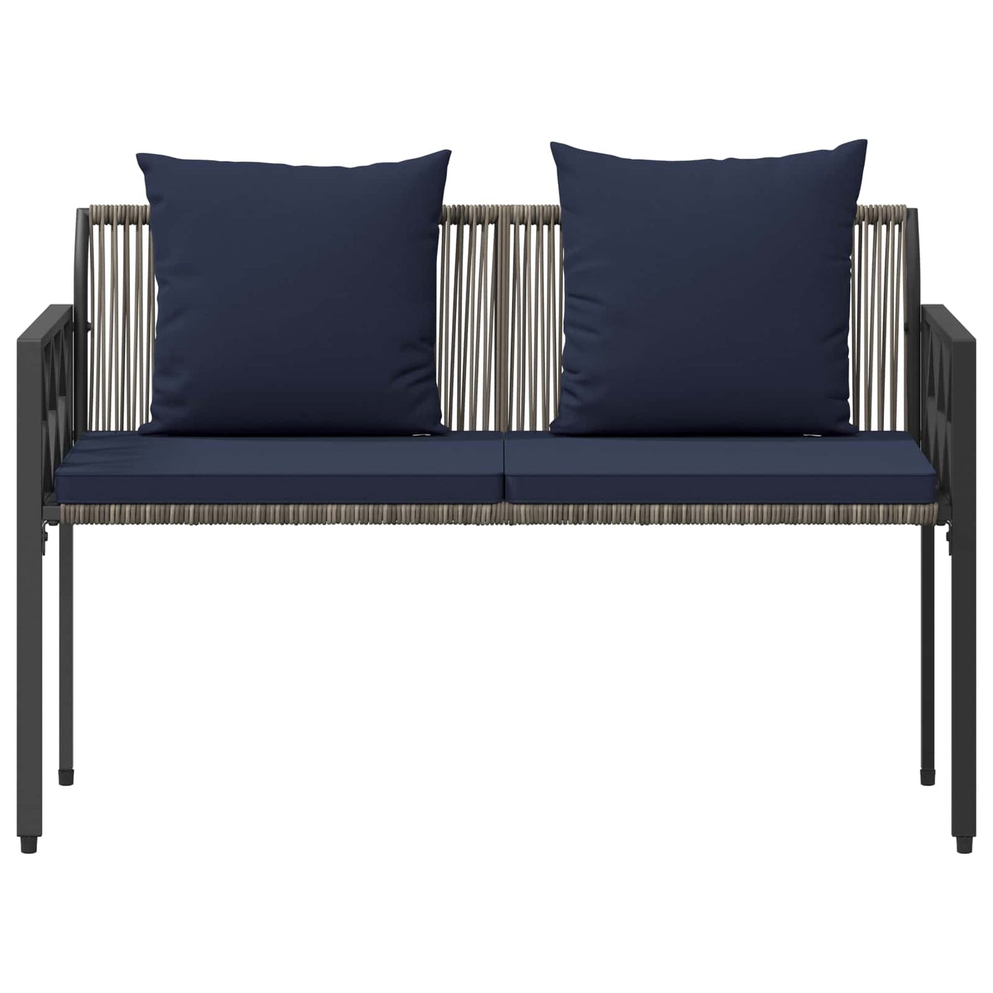vidaXL Outdoor Benches 2 -Seater 116 x 56 x 75 cm Poly Rattan - Grey - 30876