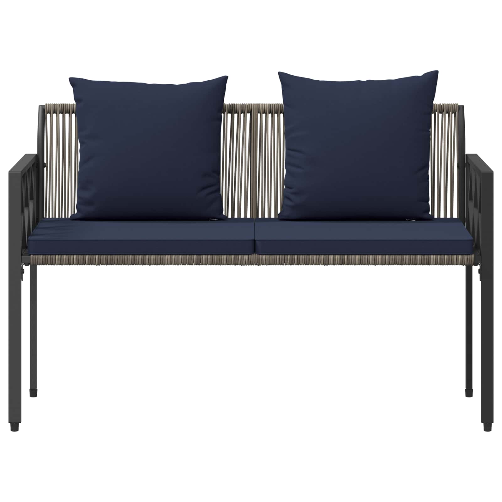 vidaXL Outdoor Benches 2 -Seater 116 x 56 x 75 cm Poly Rattan - Grey - 30876