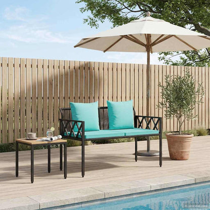 vidaXL Outdoor Benches 2 -Seater 116 x 56 x 75 cm Poly Rattan - Black - 30877