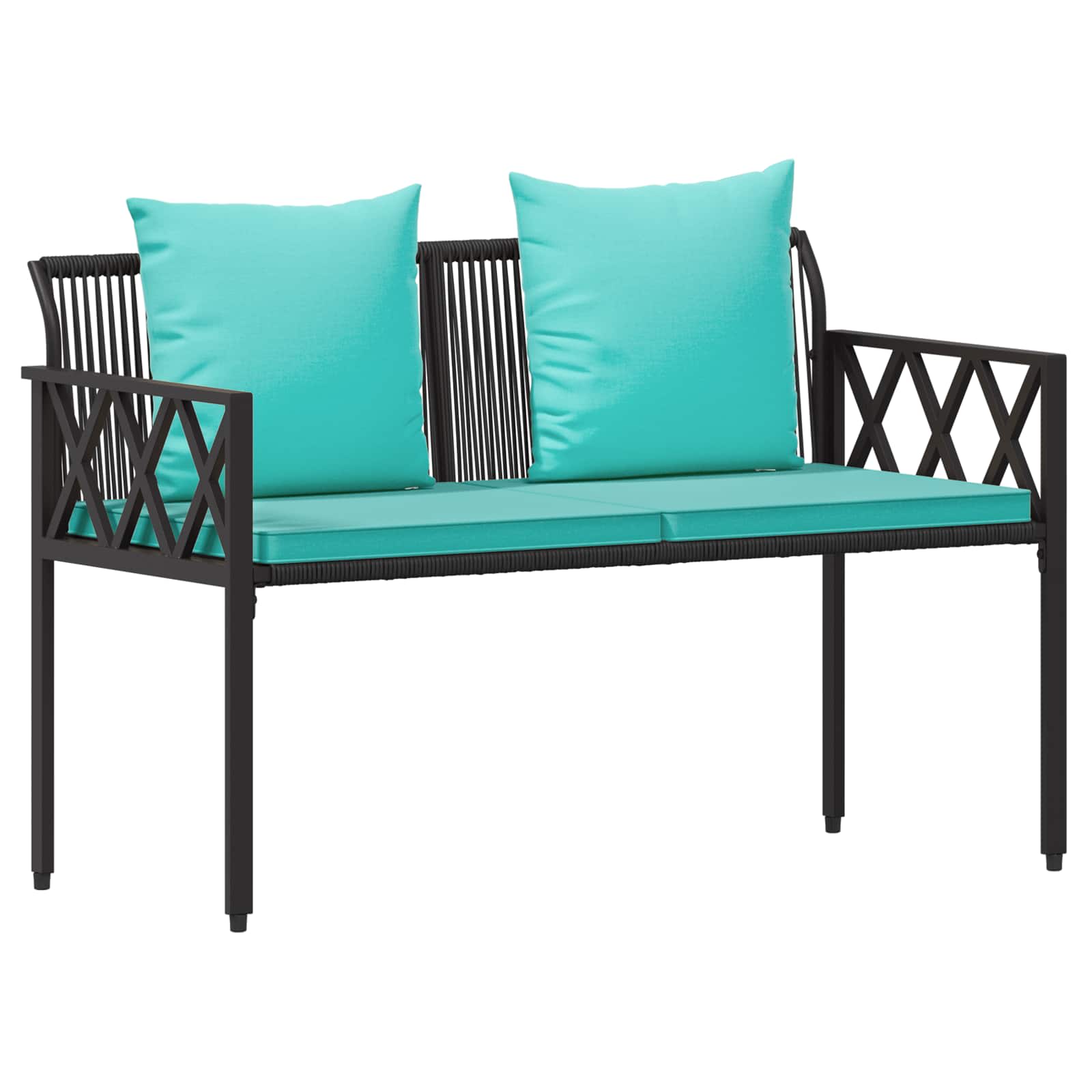 vidaXL Outdoor Benches 2 -Seater 116 x 56 x 75 cm Poly Rattan - Black - 30877