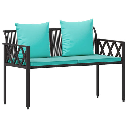 vidaXL Outdoor Benches 2 -Seater 116 x 56 x 75 cm Poly Rattan - Black - 30877