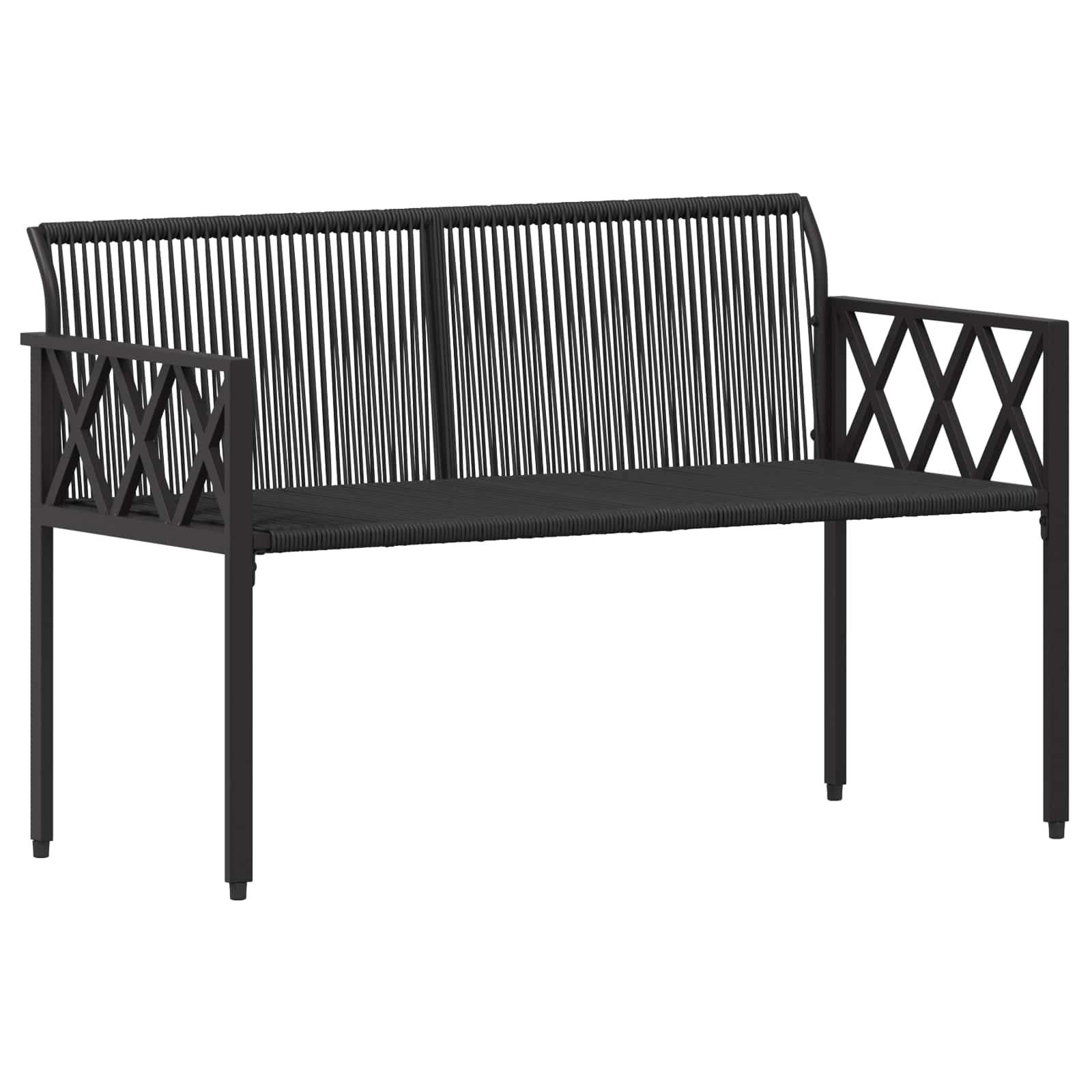 vidaXL Outdoor Benches 2 -Seater 116 x 56 x 75 cm Poly Rattan - Black - 30877