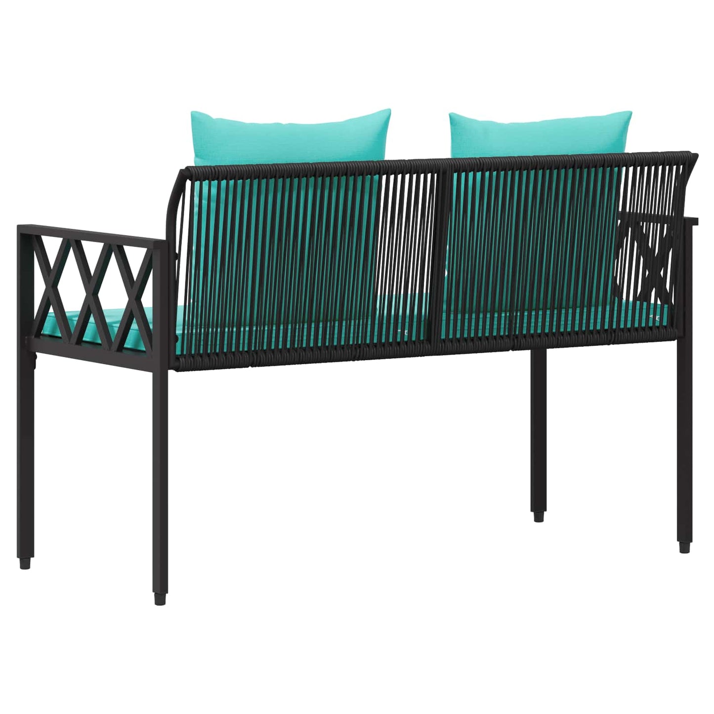 vidaXL Outdoor Benches 2 -Seater 116 x 56 x 75 cm Poly Rattan - Black - 30877