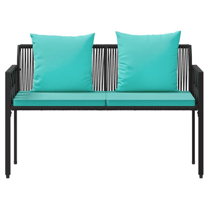 vidaXL Outdoor Benches 2 -Seater 116 x 56 x 75 cm Poly Rattan - Black - 30877
