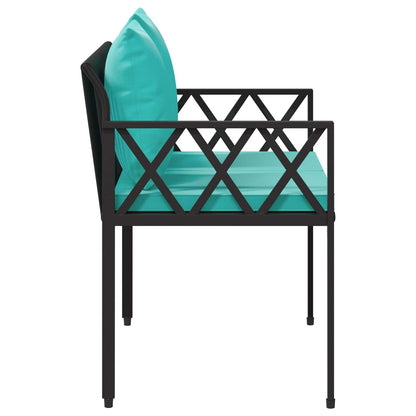 vidaXL Outdoor Benches 2 -Seater 116 x 56 x 75 cm Poly Rattan - Black - 30877
