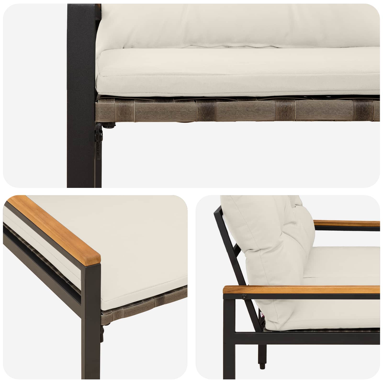 vidaXL Outdoor Bench 2 -Seater 116 x 67.5 x 72 cm Poly Rattan - Grey