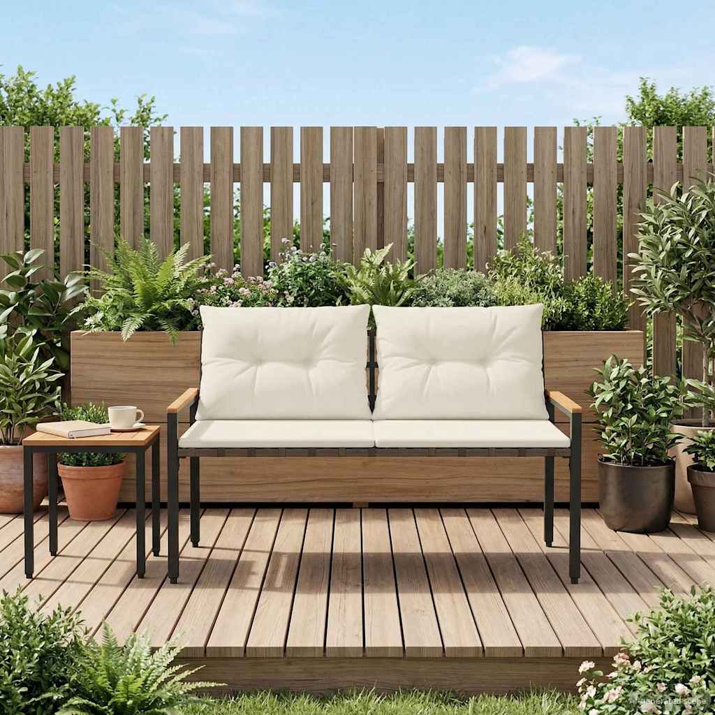 vidaXL Outdoor Bench 2 -Seater 116 x 67.5 x 72 cm Poly Rattan - Grey
