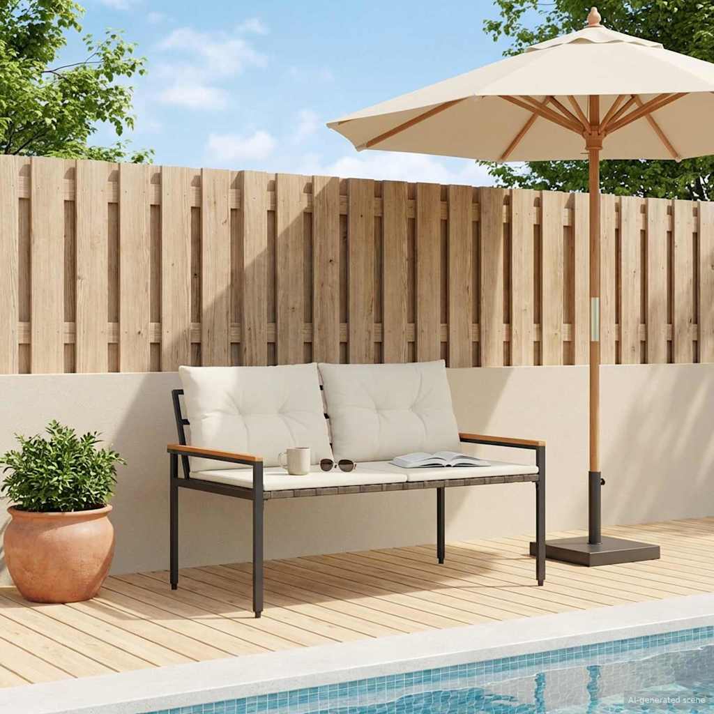 vidaXL Outdoor Bench 2 -Seater 116 x 67.5 x 72 cm Poly Rattan - Grey